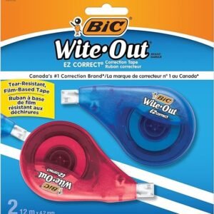 BIC Wite-Out Brand EZ Correct Correction Tape, 39.3 Feet, 2-Count Pack of white Correction Tape, Fast, Clean and Easy to Use Tear-Resistant Tape Office or School Supplies